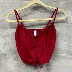 Red Lace-Up corset Top